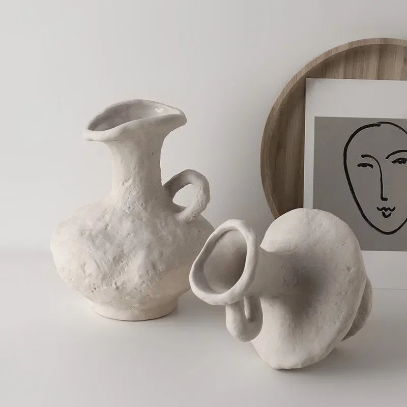 Decorative vase with organic texture, sculptural table ornament