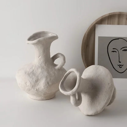 Textured Sculptural Vase – Decorative Table Vase, Burgundy, Grey, Beige, Terracotta or Set of 3