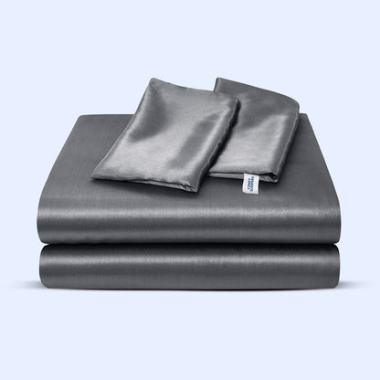 4-Piece Bedding Set – Breathable Duvet Cover Set with Silver Ion Finish, Black, Green, Grey or Red