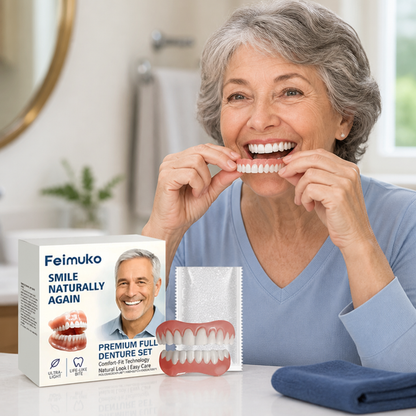 Comfort-Fit Natural-Look Silicone Denture Set (Upper & Lower)