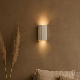 Scandinavian Wall Lamp Beige Semicircle 2-Lights - Plaster
