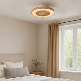 Ceiling Fan Wood Print with Star Effect 60cm incl. LED Dimmable with Remote Control - Climo