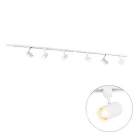 Modern Track Lighting System with 6 White Spotlights 1-Phase 200cm - Iconic Jeana