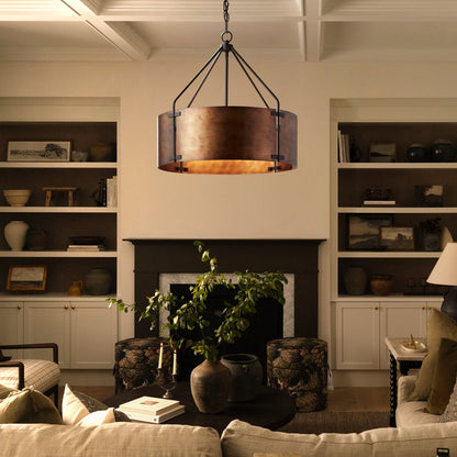 Rustic Bronze Industrial Drum Shade Pendant Light