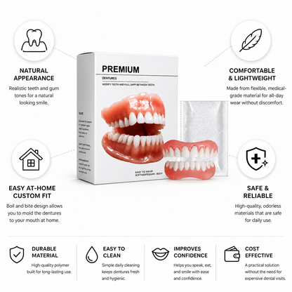 Boil-and-Bite Natural-Looking Denture Set (Upper & Lower)