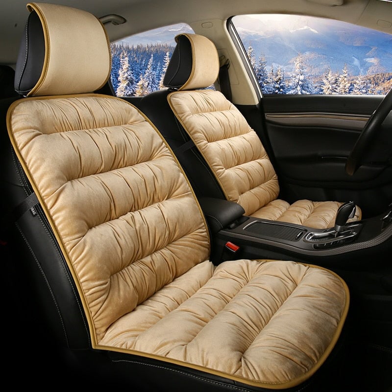 Car Seat Cushion – Quilted Plush Front Seat Cover with Headrest, Soft & Breathable, 4 Colours