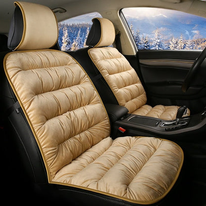 Car Seat Cushion – Quilted Plush Front Seat Cover with Headrest, Soft & Breathable, 4 Colours