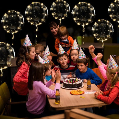 LED Balloons Transparent Warm White 45cm Set of 10 Pieces 3m Light Wire Reusable Latex-Free Birthday Wedding Party Decoration Battery Operated | Sansoti