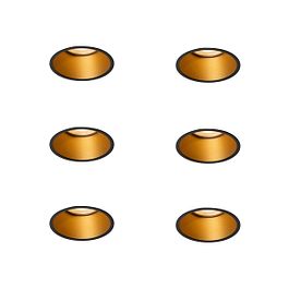 Black & Gold Downlights – Set of 6 GU10 Recessed Spotlights, Warm Gold Interior Glow