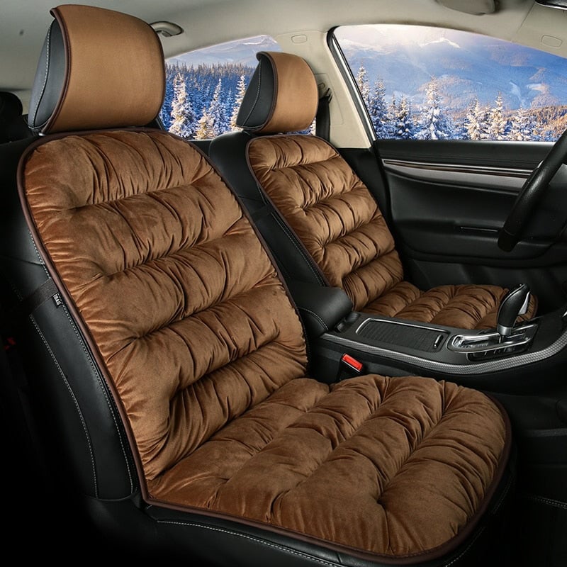 Car Seat Cushion – Quilted Plush Front Seat Cover with Headrest, Soft & Breathable, 4 Colours