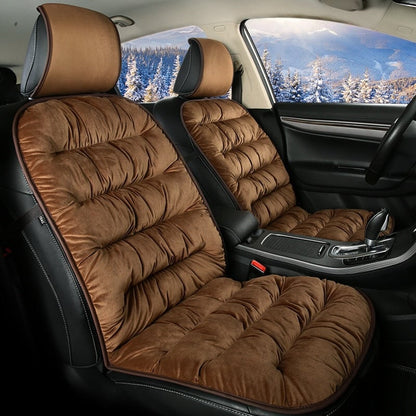 Car Seat Cushion – Quilted Plush Front Seat Cover with Headrest, Soft & Breathable, 4 Colours