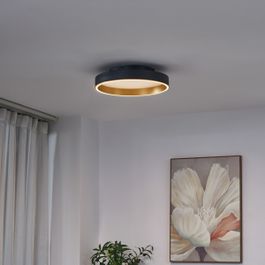 Design Ceiling Lamp Black with Gold 40cm incl. LED 3-Way Switch - Ingo
