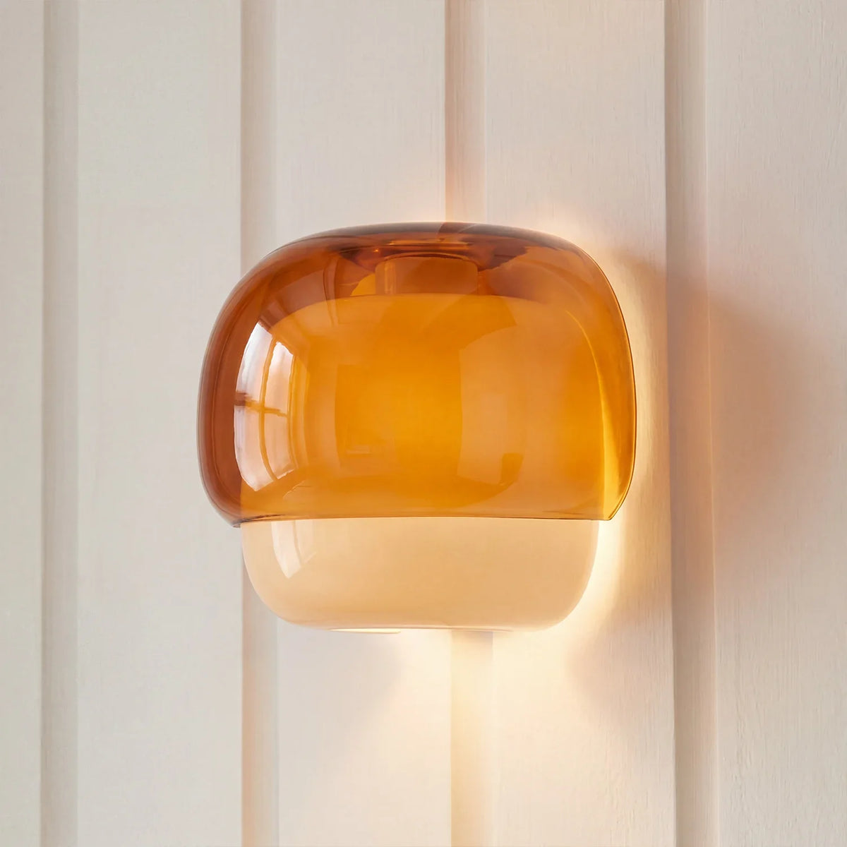 Coloured Glass Wall Light – Modern Sconce, Orange, Green, Blush, Burgundy, Yellow or Grey