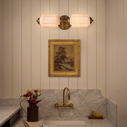 Vintage Art Deco Milk Glass Eloise Vanity Light Fixture