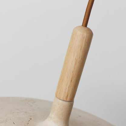 Wood and Stone Pendant Light - Japandi Ceiling Lamp