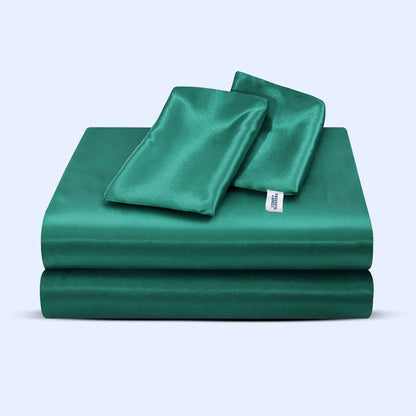 4-Piece Bedding Set – Breathable Duvet Cover Set with Silver Ion Finish, Black, Green, Grey or Red