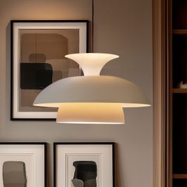 Scandinavian Pendant Lamp Beige with White Interior - Titus
