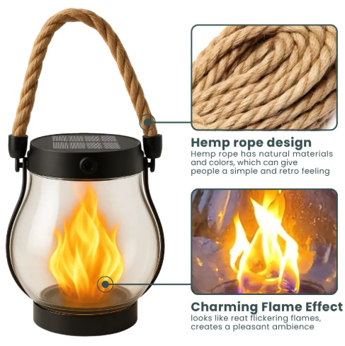 Solar Flame Torch – Flickering Flame Effect Garden Light, Auto On at Dusk, Up to 12 Hours