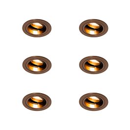 Set of 6 Recessed Spotlights Dark Bronze Round Adjustable - Chuck