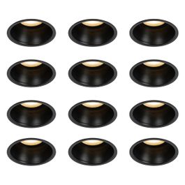 Set of 12 Black Recessed Spotlights GU10 50mm IP44 - Dept