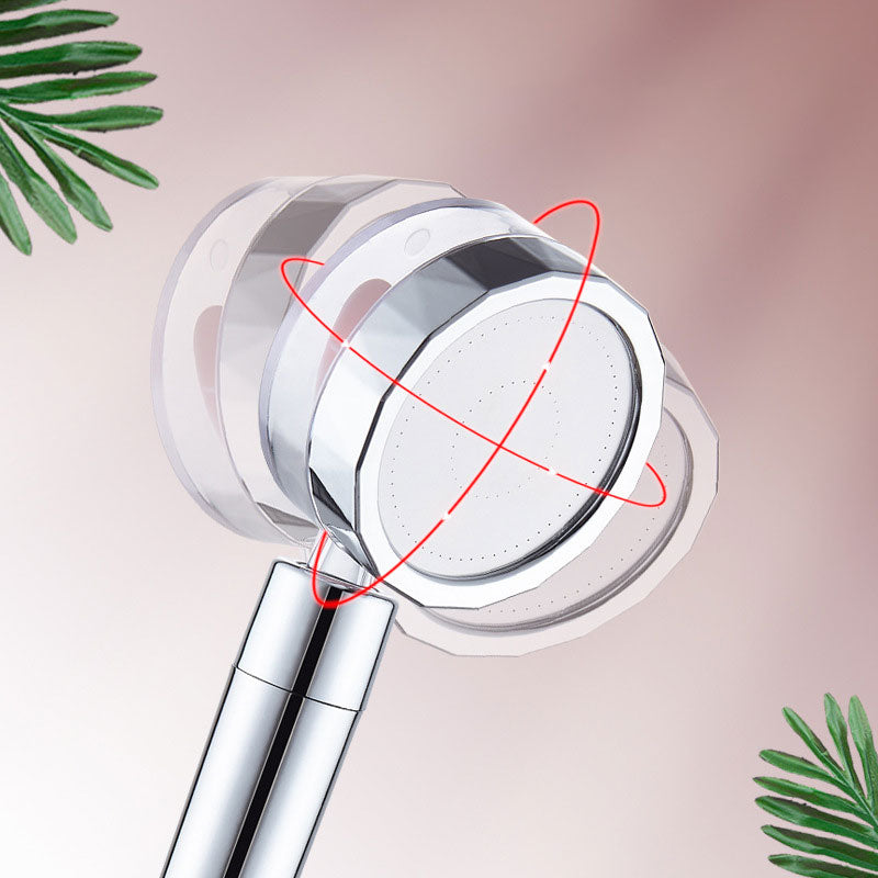 Set with round silver handheld shower head for wall mounting