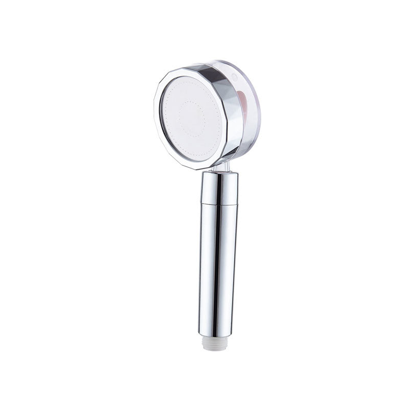 Set with round silver handheld shower head for wall mounting
