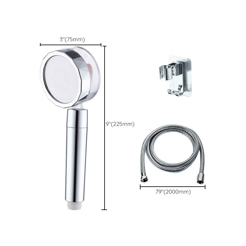 Set with round silver handheld shower head for wall mounting