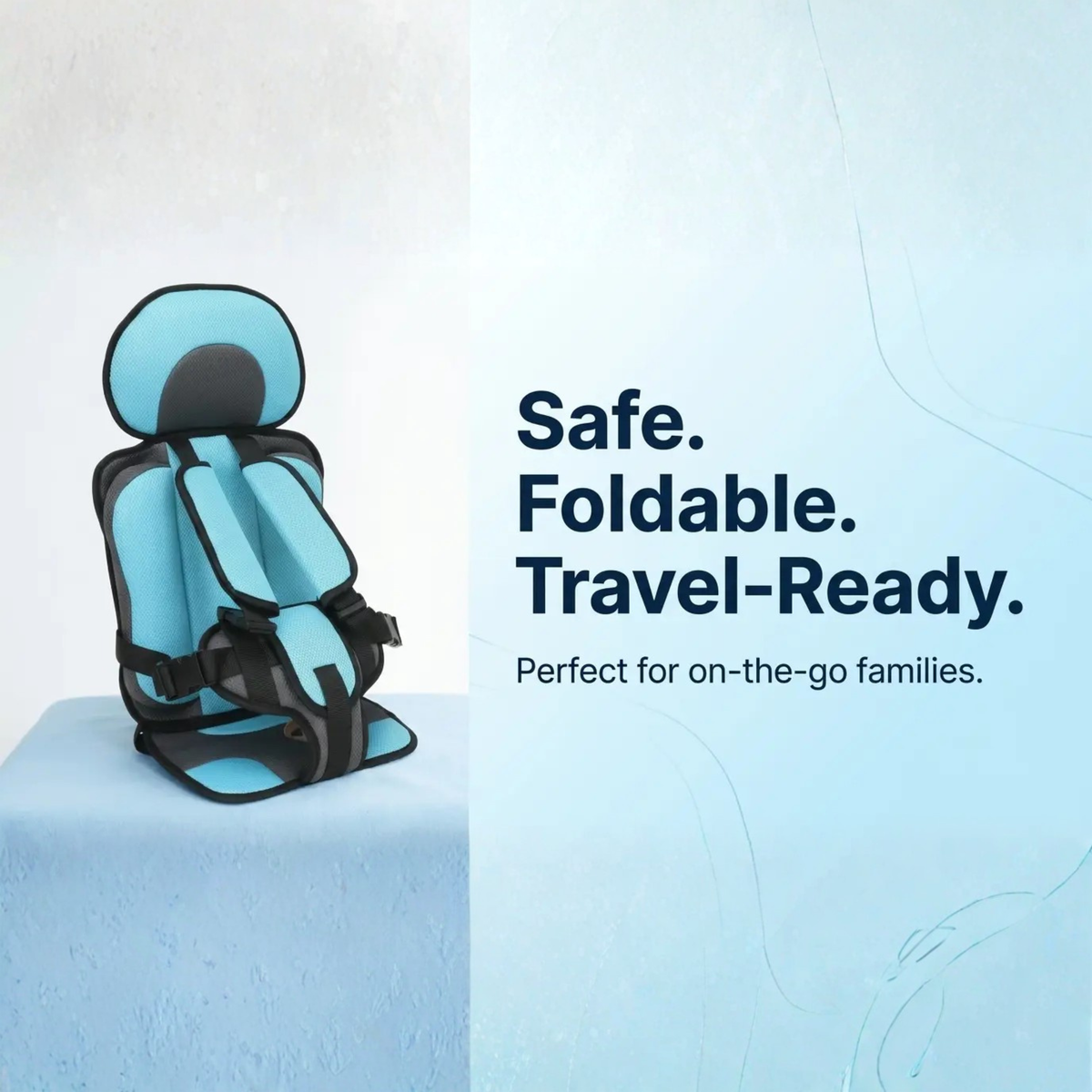 Child Car Booster Seat - Portable Foldable Seat