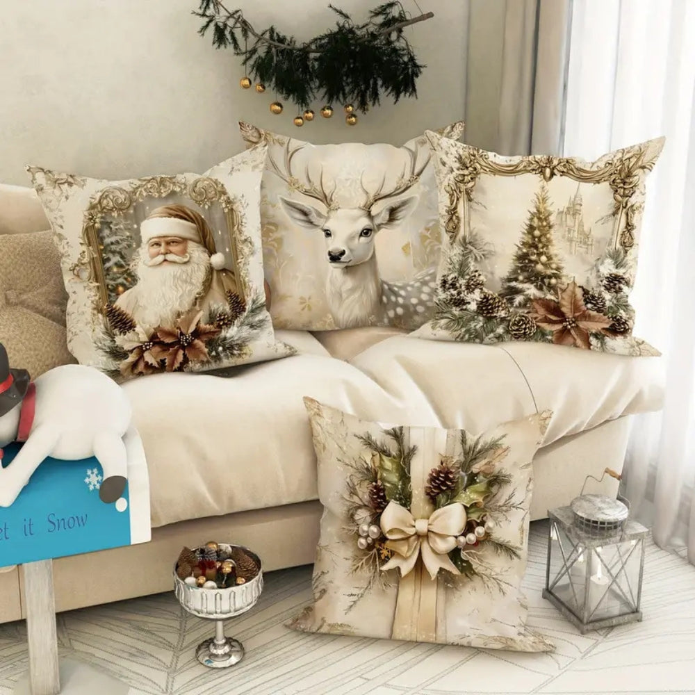 Decorative festive warm velvet pillows