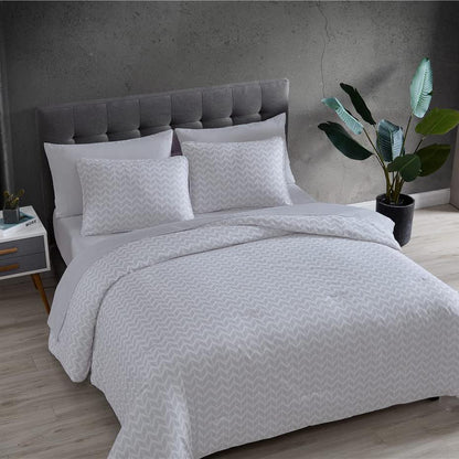 Herringbone Bedding Set – 7-Piece Reversible Duvet Cover & Sheet Set, King or Queen