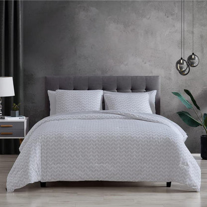 Herringbone Bedding Set – 7-Piece Reversible Duvet Cover & Sheet Set, King or Queen