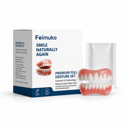 Comfort-Fit Natural-Look Silicone Denture Set (Upper & Lower)