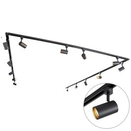 Modern Track Lighting System with 14 Spotlights Black 1-Phase - Iconic Jeana