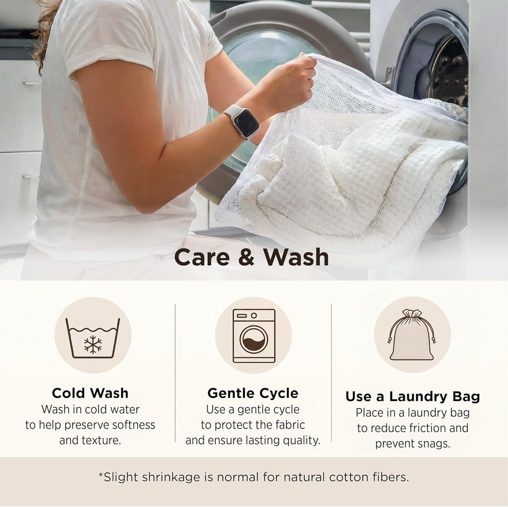 Cozy Haven | 100% Cotton Queen Blanket with Cooling Waffle Weave | Soft & Breathable for Summer Comfort