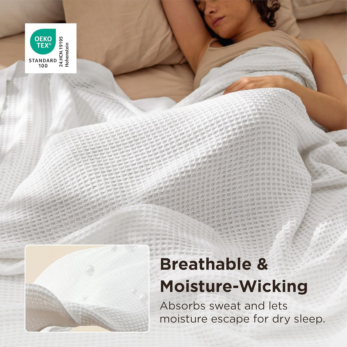 Cotton Waffle Blanket – 100% Long-Staple Cotton Throw & Bed Blanket, 6 Sizes, 17 Colours