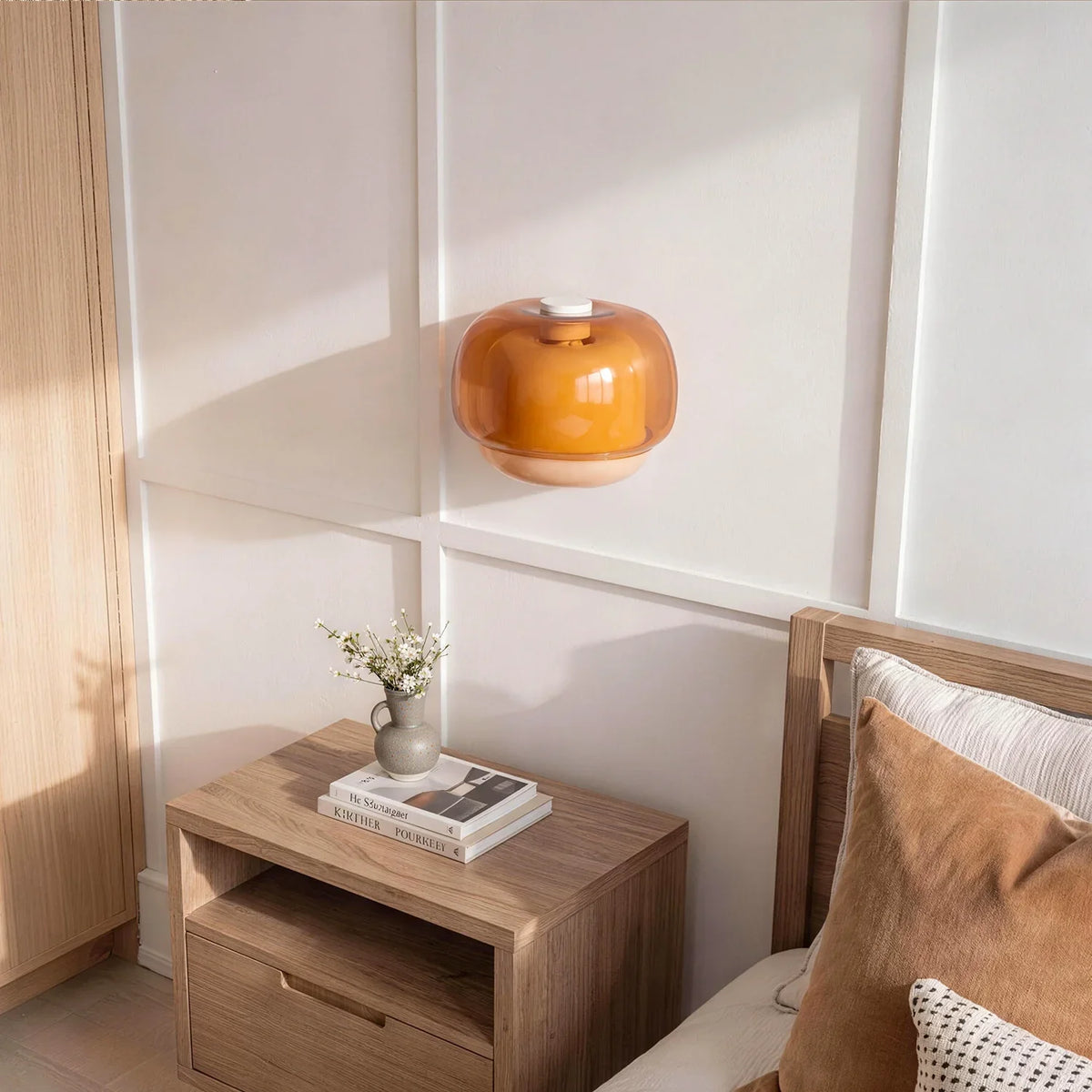 Coloured Glass Wall Light – Modern Sconce, Orange, Green, Blush, Burgundy, Yellow or Grey
