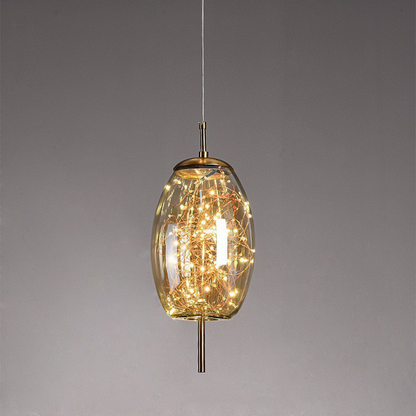Smoked Glass Pendant Light – Amber or Grey Smoke LED Pendant, 4 Shapes, Adjustable Cord