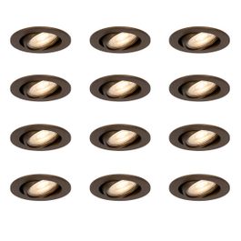 Recessed Spotlights – Set of 12 Tiltable Dark Bronze Downlights, Round, Whole-Home Kit