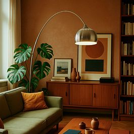 Arc Lamp Steel with White Marble Base and Steel Lampshade - XXL