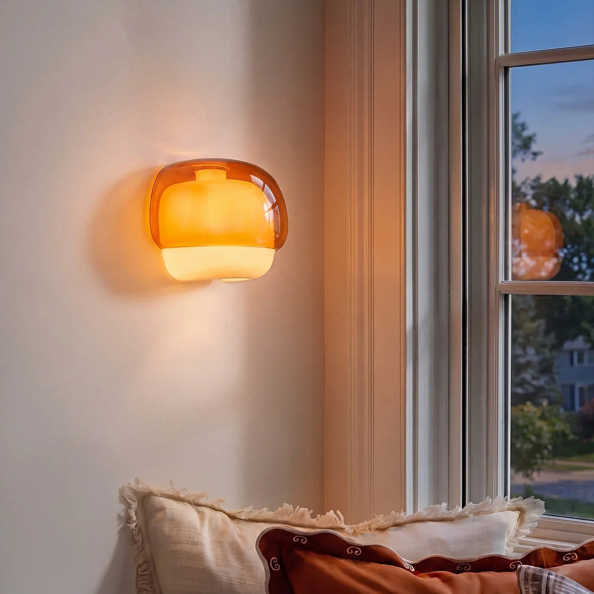 Coloured Glass Wall Light – Modern Sconce, Orange, Green, Blush, Burgundy, Yellow or Grey
