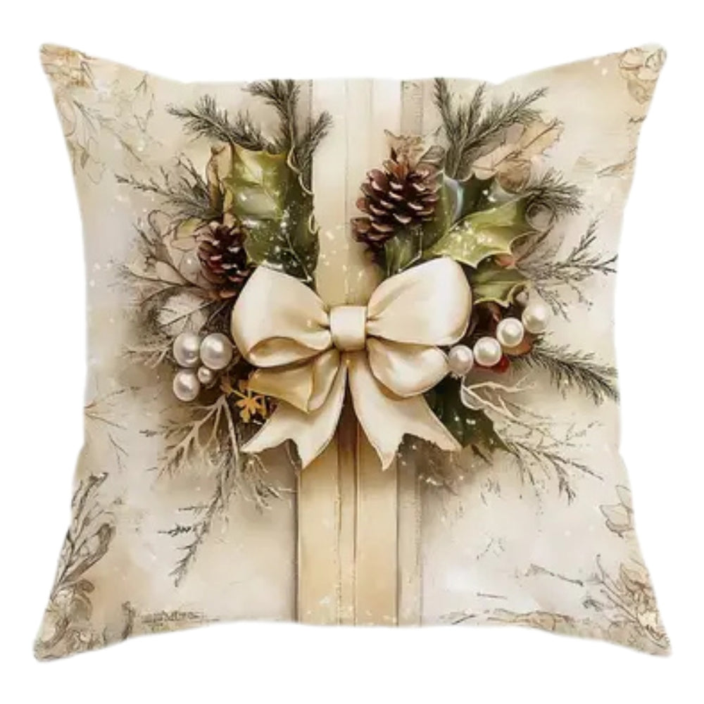 Christmas Cushion Covers – Velvet 45 × 45cm Festive Throw Pillow Covers, Santa, Tree, Ribbon or Deer