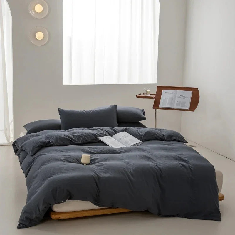 Duvet Cover Set – Plain Quilt Cover & Pillowcases, Single to King, 18 Colours