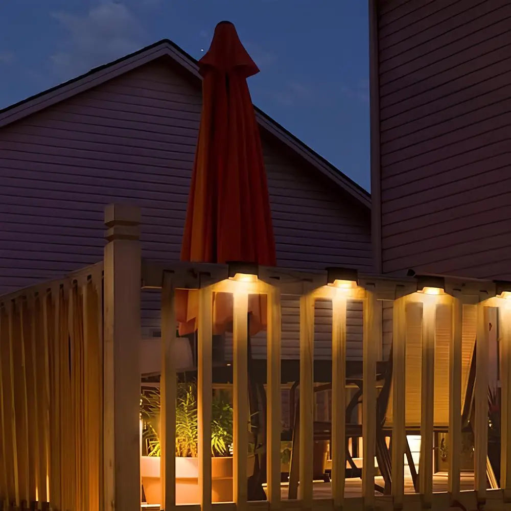 Solar-powered LED stair lighting with automatic outdoor illumination