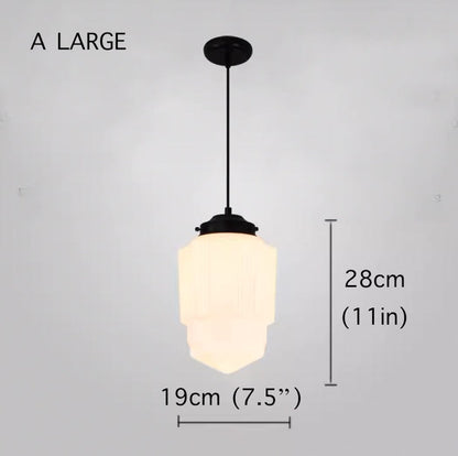 Art Deco Milk Glass Pendant Light