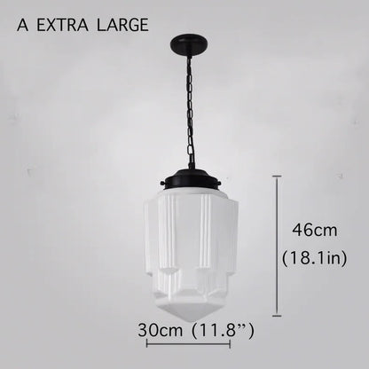 Art Deco Milk Glass Pendant Light