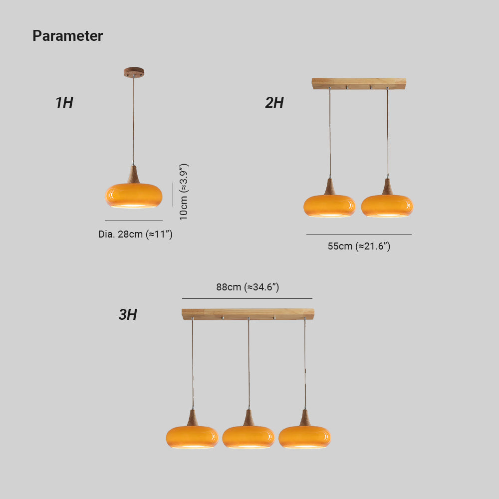 Practical cozy warm colorful glass pendant lamp for home interiors