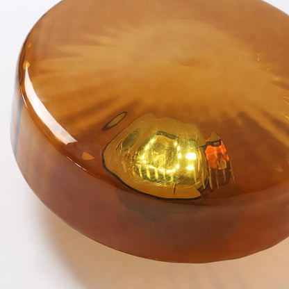 Amber Glass Ceiling Light – Mid-Century Flush Light, 20, 28 or 38cm, Chrome & Amber, Dimmable Option