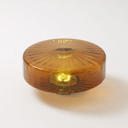 Amber Glass Ceiling Light – Mid-Century Flush Light, 20, 28 or 38cm, Chrome & Amber, Dimmable Option
