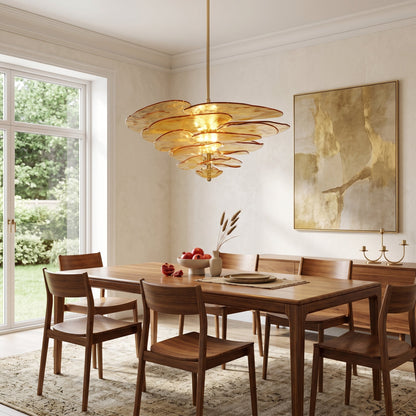 Lotus Leaf Layered Glass Chandelier
