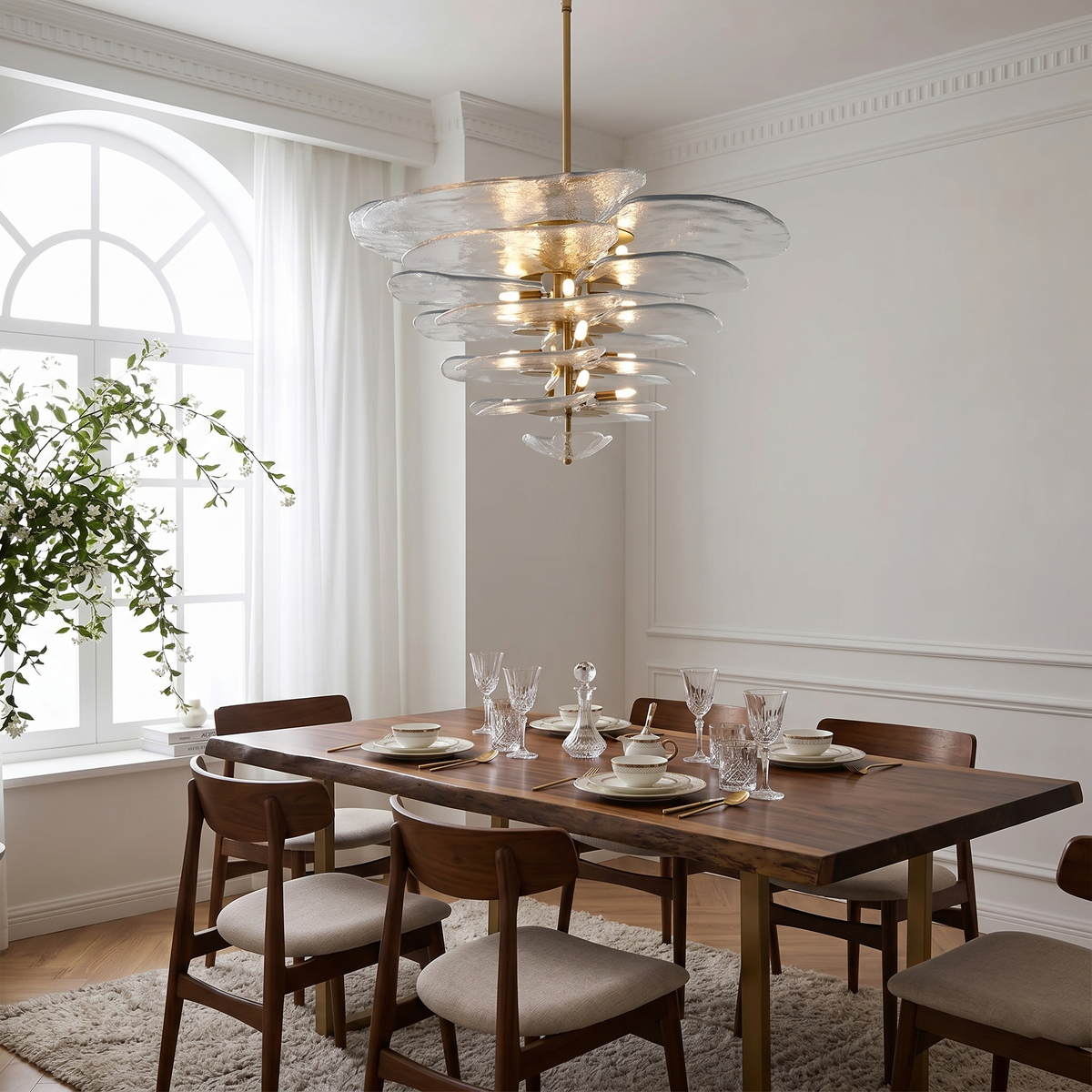 Lotus Leaf Layered Glass Chandelier
